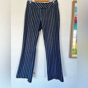 Vintage Y2K Dynamite Low Waist Navy Striped Womens Dress Pants. Made in CAD